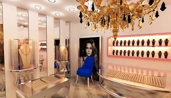 طراحی دکور طلا برای ویترین های دایره ای